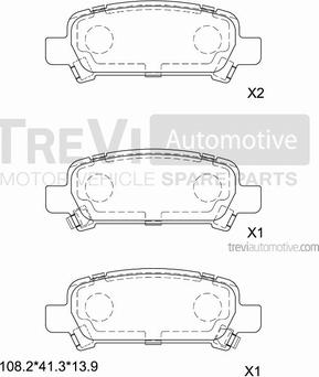 Trevi Automotive PF1069 - Тормозные колодки, дисковые, комплект autospares.lv