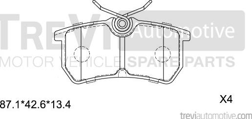 Trevi Automotive PF1062 - Тормозные колодки, дисковые, комплект autospares.lv