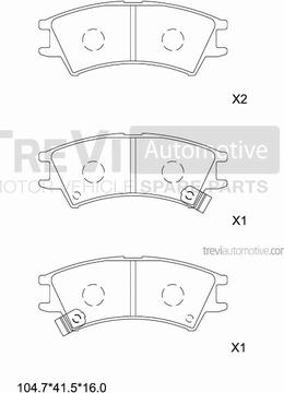 Trevi Automotive PF1067 - Тормозные колодки, дисковые, комплект autospares.lv