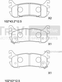 Trevi Automotive PF1003 - Тормозные колодки, дисковые, комплект autospares.lv