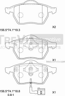 Trevi Automotive PF1014 - Тормозные колодки, дисковые, комплект autospares.lv