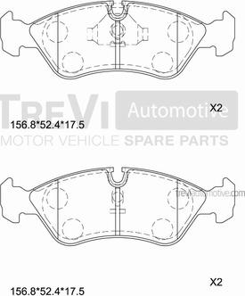 Trevi Automotive PF1016 - Тормозные колодки, дисковые, комплект autospares.lv