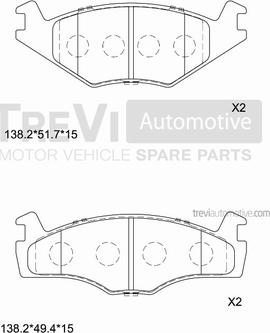 Trevi Automotive PF1018 - Тормозные колодки, дисковые, комплект autospares.lv