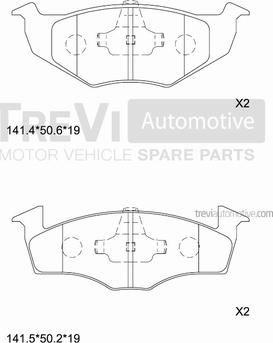 Trevi Automotive PF1013 - Тормозные колодки, дисковые, комплект autospares.lv