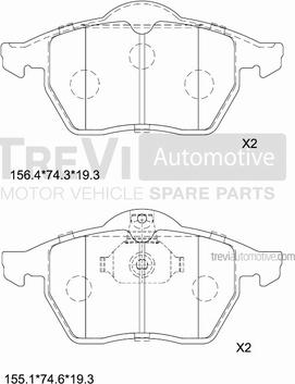 Trevi Automotive PF1017 - Тормозные колодки, дисковые, комплект autospares.lv