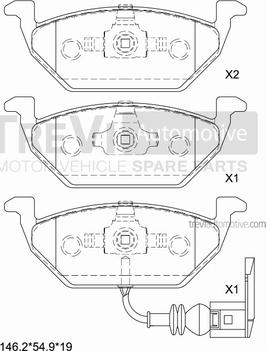 Trevi Automotive PF1085 - Тормозные колодки, дисковые, комплект autospares.lv