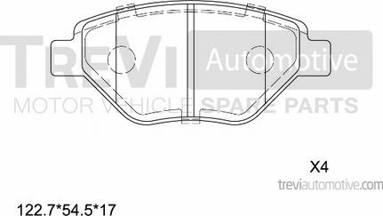 Trevi Automotive PF1088 - Тормозные колодки, дисковые, комплект autospares.lv