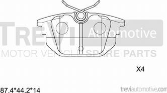 Trevi Automotive PF1034 - Тормозные колодки, дисковые, комплект autospares.lv