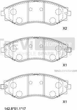 Trevi Automotive PF1035 - Тормозные колодки, дисковые, комплект autospares.lv