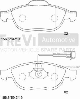 Trevi Automotive PF1038 - Тормозные колодки, дисковые, комплект autospares.lv