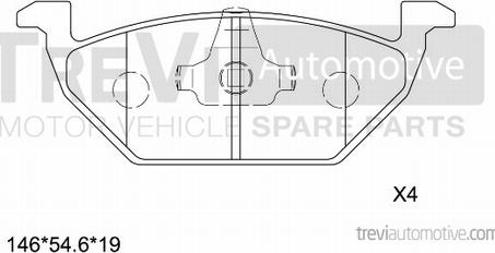 Trevi Automotive PF1026 - Тормозные колодки, дисковые, комплект autospares.lv