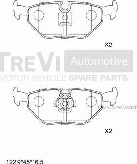 Trevi Automotive PF1020 - Тормозные колодки, дисковые, комплект autospares.lv