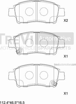 Trevi Automotive PF1074 - Тормозные колодки, дисковые, комплект autospares.lv