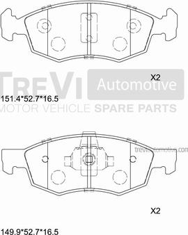 Trevi Automotive PF1076 - Тормозные колодки, дисковые, комплект autospares.lv