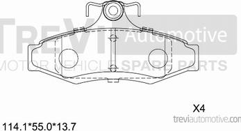 Trevi Automotive PF1070 - Тормозные колодки, дисковые, комплект autospares.lv