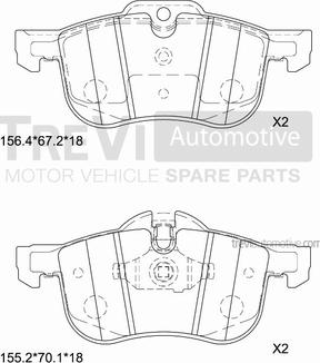 Trevi Automotive PF1073 - Тормозные колодки, дисковые, комплект autospares.lv