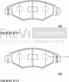 Trevi Automotive PF1077 - Тормозные колодки, дисковые, комплект autospares.lv