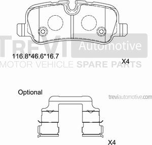 Trevi Automotive PF1190 - Тормозные колодки, дисковые, комплект autospares.lv