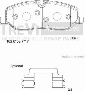 Trevi Automotive PF1191 - Тормозные колодки, дисковые, комплект autospares.lv