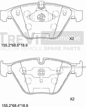 Trevi Automotive PF1198 - Тормозные колодки, дисковые, комплект autospares.lv