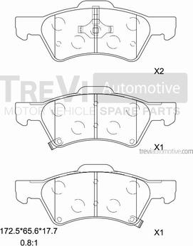 Trevi Automotive PF1141 - Тормозные колодки, дисковые, комплект autospares.lv