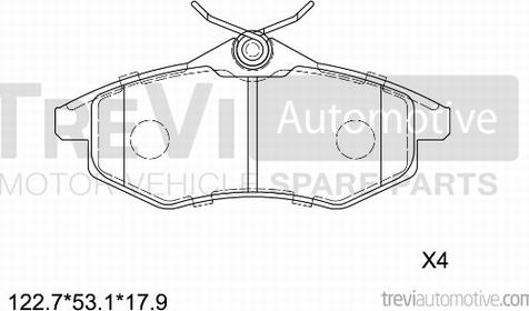 Trevi Automotive PF1159 - Тормозные колодки, дисковые, комплект autospares.lv