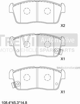 Trevi Automotive PF1154 - Тормозные колодки, дисковые, комплект autospares.lv