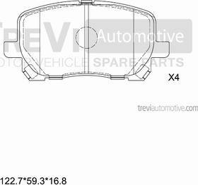 Trevi Automotive PF1151 - Тормозные колодки, дисковые, комплект autospares.lv