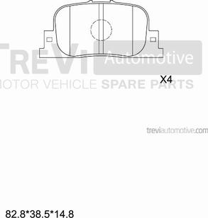 Trevi Automotive PF1152 - Тормозные колодки, дисковые, комплект autospares.lv