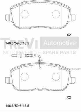 Trevi Automotive PF1164 - Тормозные колодки, дисковые, комплект autospares.lv