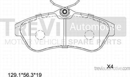 Trevi Automotive PF1160 - Тормозные колодки, дисковые, комплект autospares.lv