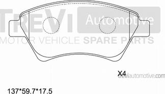 Trevi Automotive PF1161 - Тормозные колодки, дисковые, комплект autospares.lv