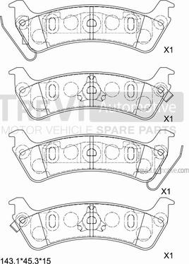 Trevi Automotive PF1163 - Тормозные колодки, дисковые, комплект autospares.lv