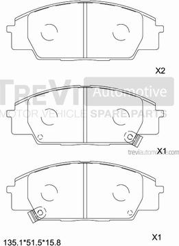 Trevi Automotive PF1109 - Тормозные колодки, дисковые, комплект autospares.lv