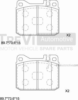 Trevi Automotive PF1105 - Тормозные колодки, дисковые, комплект autospares.lv