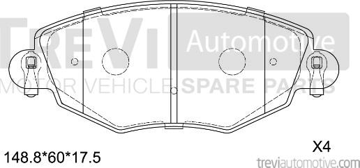 Trevi Automotive PF1101 - Тормозные колодки, дисковые, комплект autospares.lv