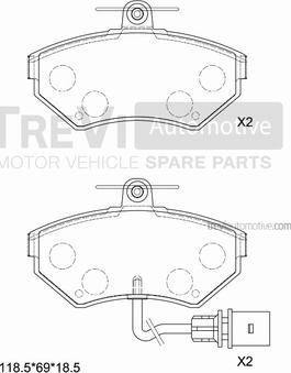 Trevi Automotive PF1110 - Тормозные колодки, дисковые, комплект autospares.lv