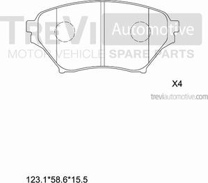 Trevi Automotive PF1184 - Тормозные колодки, дисковые, комплект autospares.lv