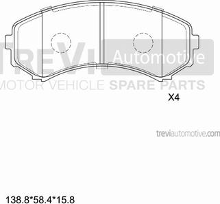 Trevi Automotive PF1186 - Тормозные колодки, дисковые, комплект autospares.lv