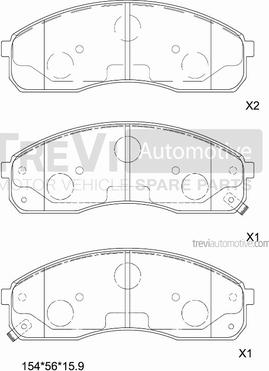 Trevi Automotive PF1181 - Тормозные колодки, дисковые, комплект autospares.lv