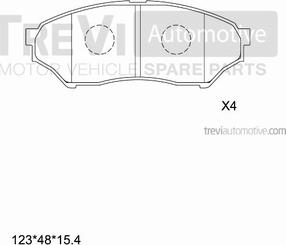 Trevi Automotive PF1182 - Тормозные колодки, дисковые, комплект autospares.lv