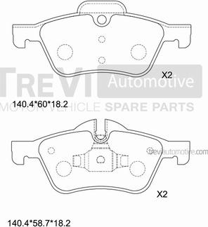 Trevi Automotive PF1134 - Тормозные колодки, дисковые, комплект autospares.lv