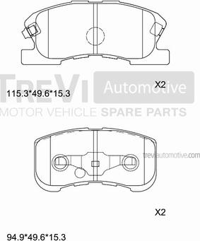 Trevi Automotive PF1136 - Тормозные колодки, дисковые, комплект autospares.lv