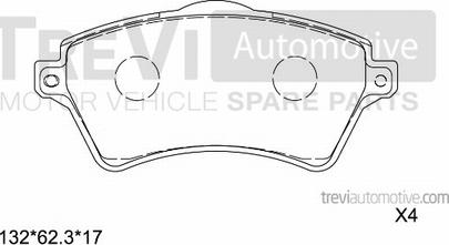 Trevi Automotive PF1122 - Тормозные колодки, дисковые, комплект autospares.lv