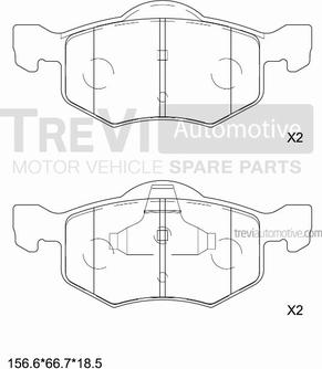 Trevi Automotive PF1171 - Тормозные колодки, дисковые, комплект autospares.lv
