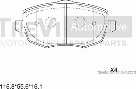 Trevi Automotive PF1178 - Тормозные колодки, дисковые, комплект autospares.lv