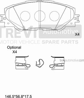 Trevi Automotive PF1395 - Тормозные колодки, дисковые, комплект autospares.lv