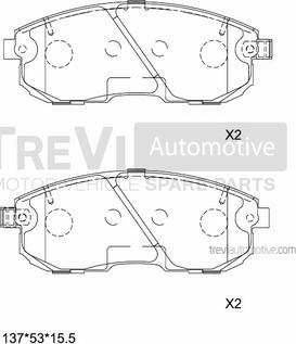 Trevi Automotive PF1396 - Тормозные колодки, дисковые, комплект autospares.lv