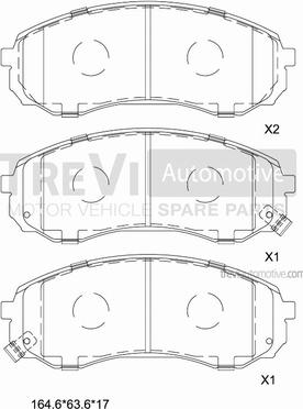 Trevi Automotive PF1393 - Тормозные колодки, дисковые, комплект autospares.lv