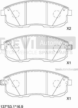 Trevi Automotive PF1392 - Тормозные колодки, дисковые, комплект autospares.lv